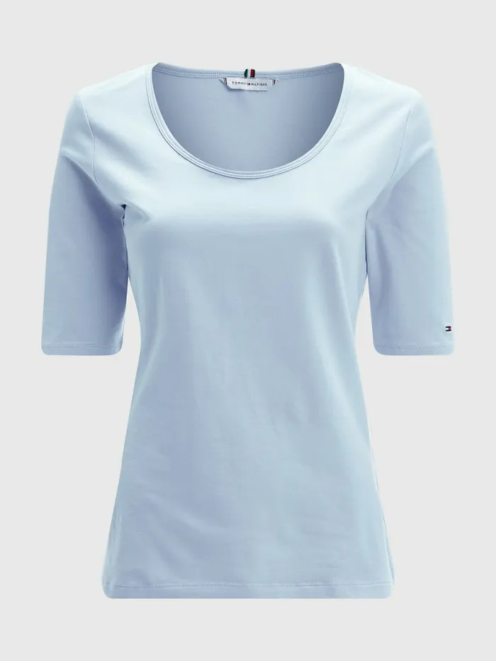 Tommy Hilfiger Slim Fit Scoop Neck TShirt Breezy Blue Womens TShirts Cheap On Sale