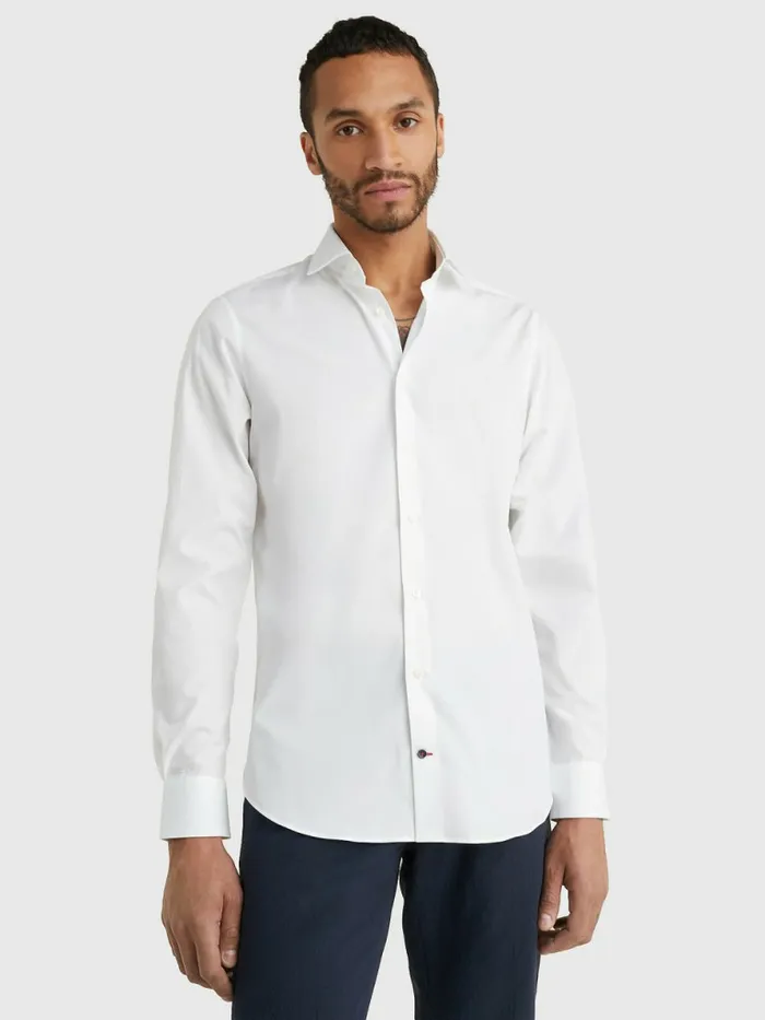 Tommy Hilfiger Slim Fit Stretch Cotton Shirt Mens Essentials