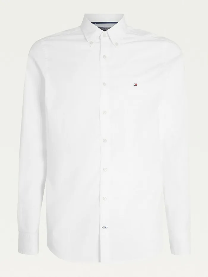 Tommy Hilfiger Slim Fit Stretch Poplin Shirt Bright White Mens Shirts Near Me