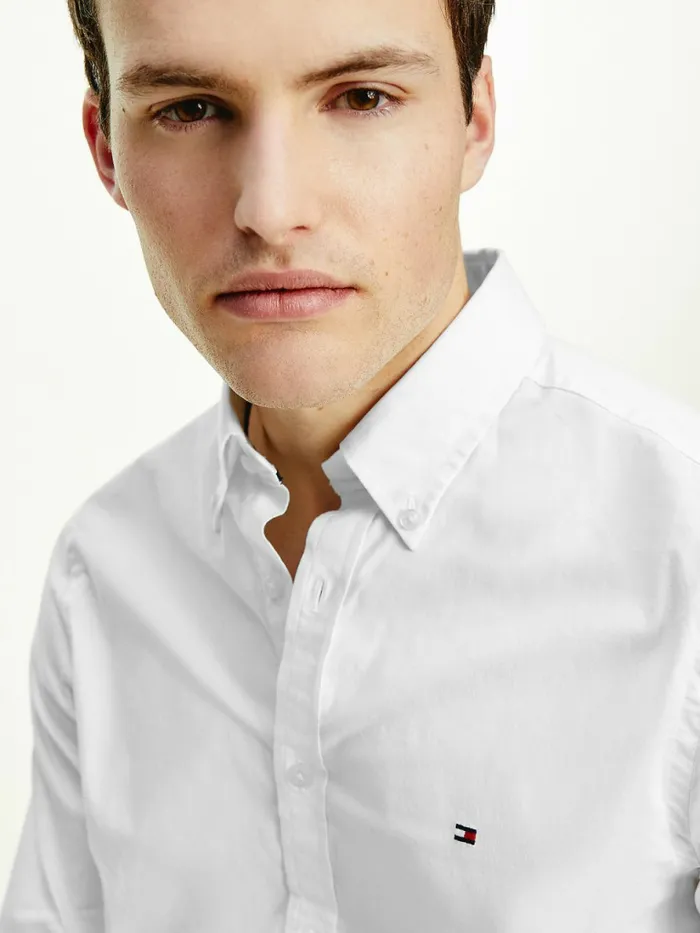 Tommy Hilfiger Slim Fit Stretch Poplin Shirt Bright White Mens Shirts Near Me
