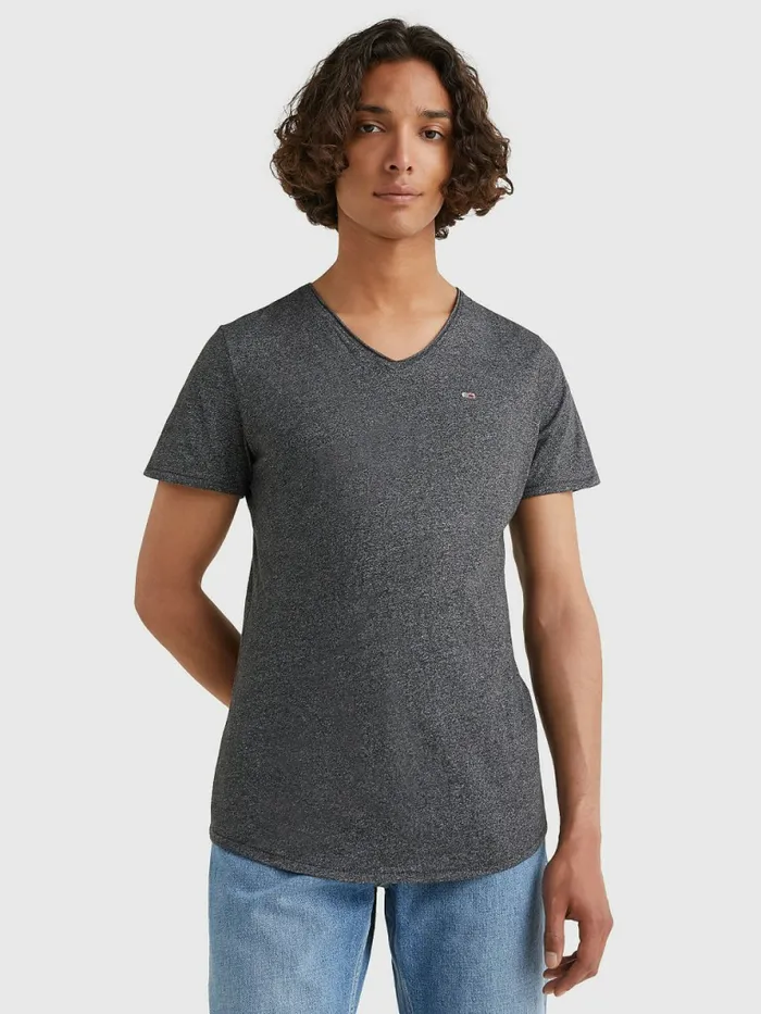 Tommy Hilfiger Slim Fit VNeck TShirt Black Mens Essentials