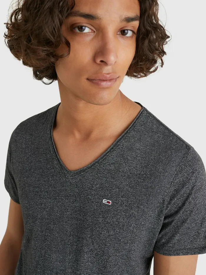 Tommy Hilfiger Slim Fit VNeck TShirt Black Mens Essentials