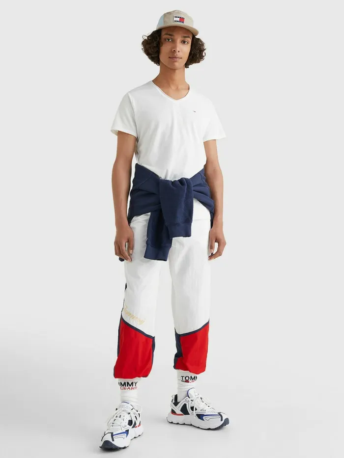 Tommy Hilfiger Slim Fit VNeck TShirt White Mens Essentials