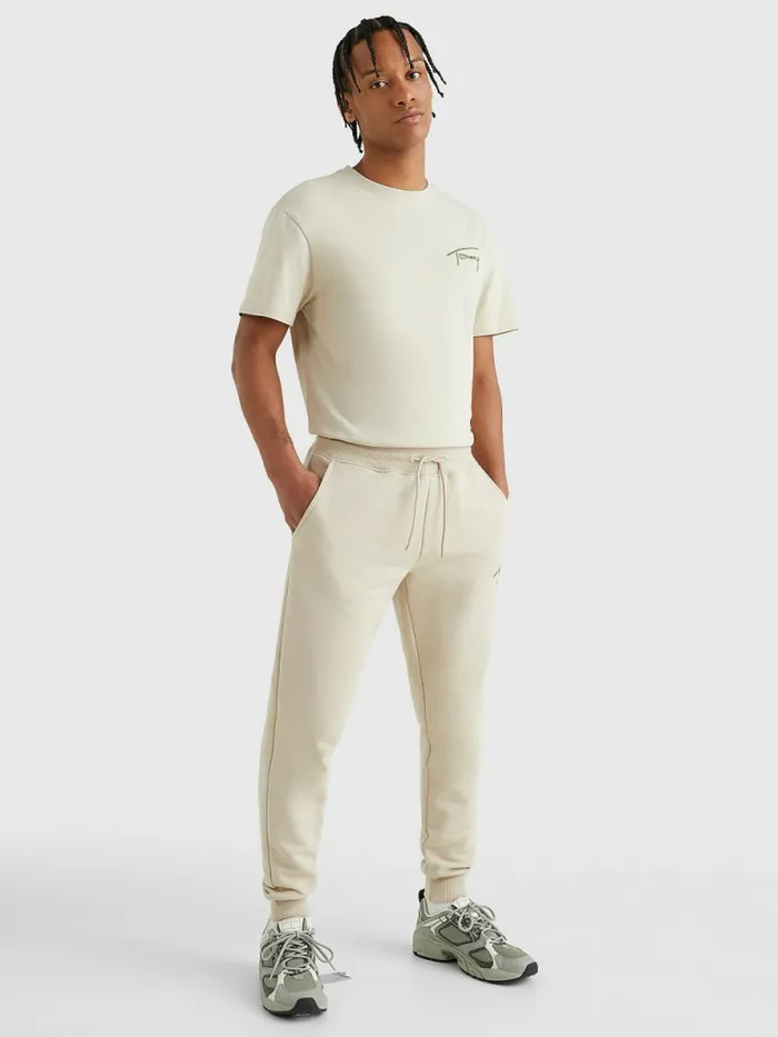Tommy Hilfiger Slim Fleece Signature Joggers Savannah Sand Mens Trousers