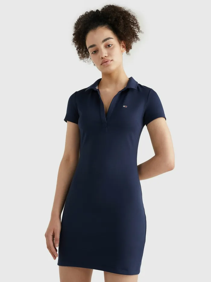 Tommy Hilfiger Slim VNeck Polo Dress Twilight Navy Womens Dresses and Jumpsuits Casaul Tommy Hilfiger Slim VNeck Polo Dress Twilight Navy Womens Dresses and Jumpsuits Casaul