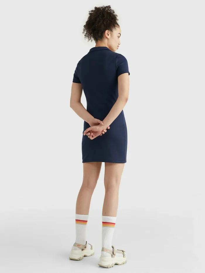 Tommy Hilfiger Slim VNeck Polo Dress Twilight Navy Womens Dresses and Jumpsuits Casaul