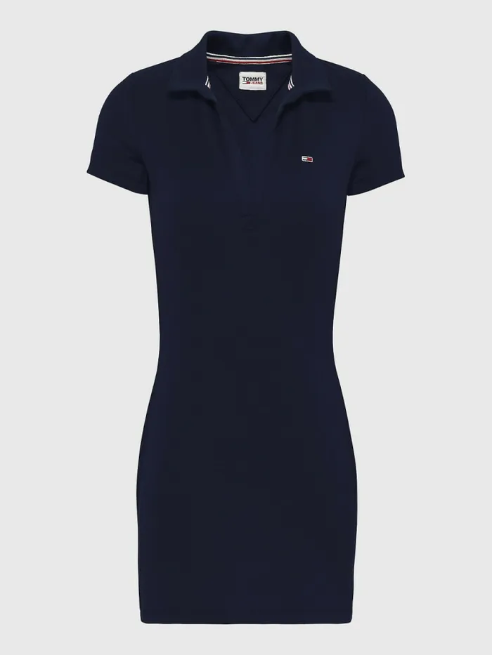 Tommy Hilfiger Slim VNeck Polo Dress Twilight Navy Womens Dresses and Jumpsuits Casaul