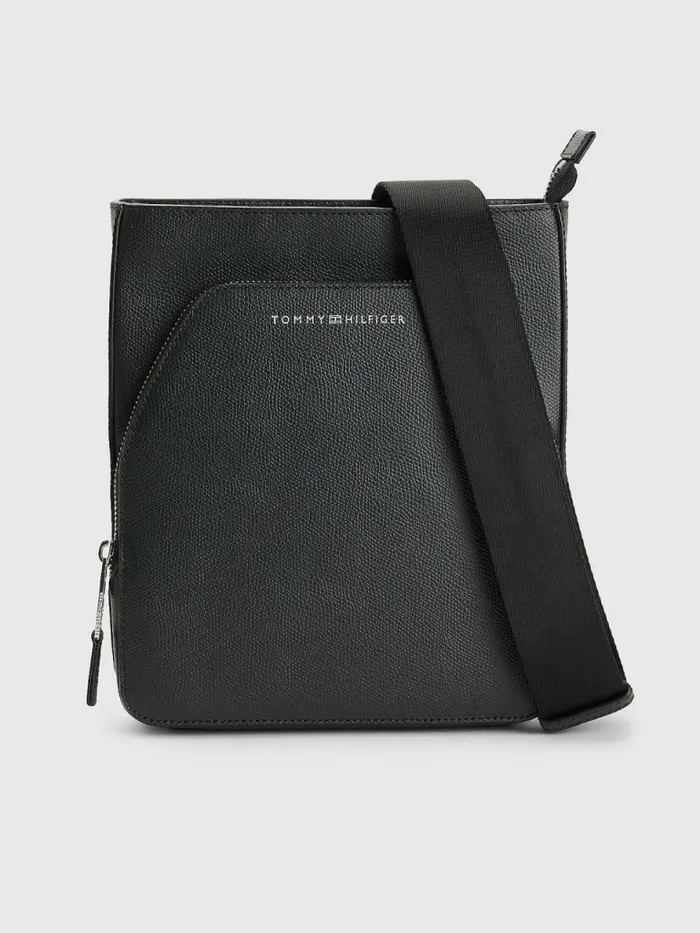 Tommy Hilfiger Small Leather Reporter Bag Black Mens Bags On Sale