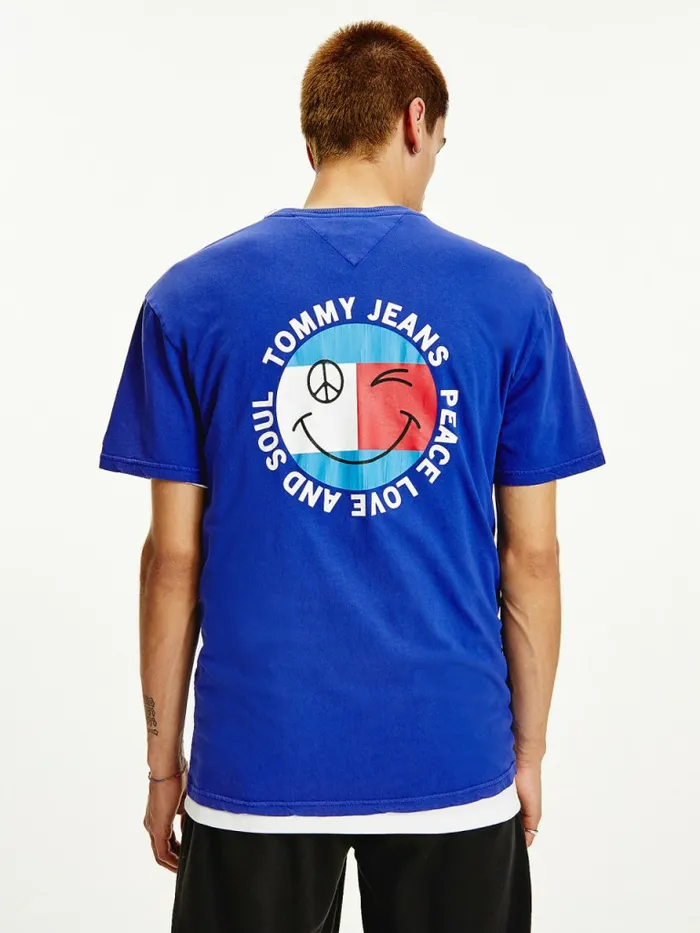 Tommy Hilfiger Smiley Logo TShirt Court Blue Mens TShirts Online