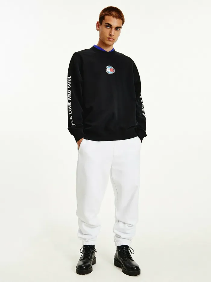 Tommy Hilfiger Smiley Peace Logo Sweatshirt Black Mens Sweatshirts and Hoodies Popular Tommy Hilfiger Smiley Peace Logo Sweatshirt Black Mens Sweatshirts and Hoodies Popular