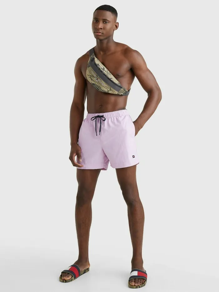 Tommy Hilfiger Solid Mid Length Swim Shorts Luminous Lilac Mens Swimwear Popular