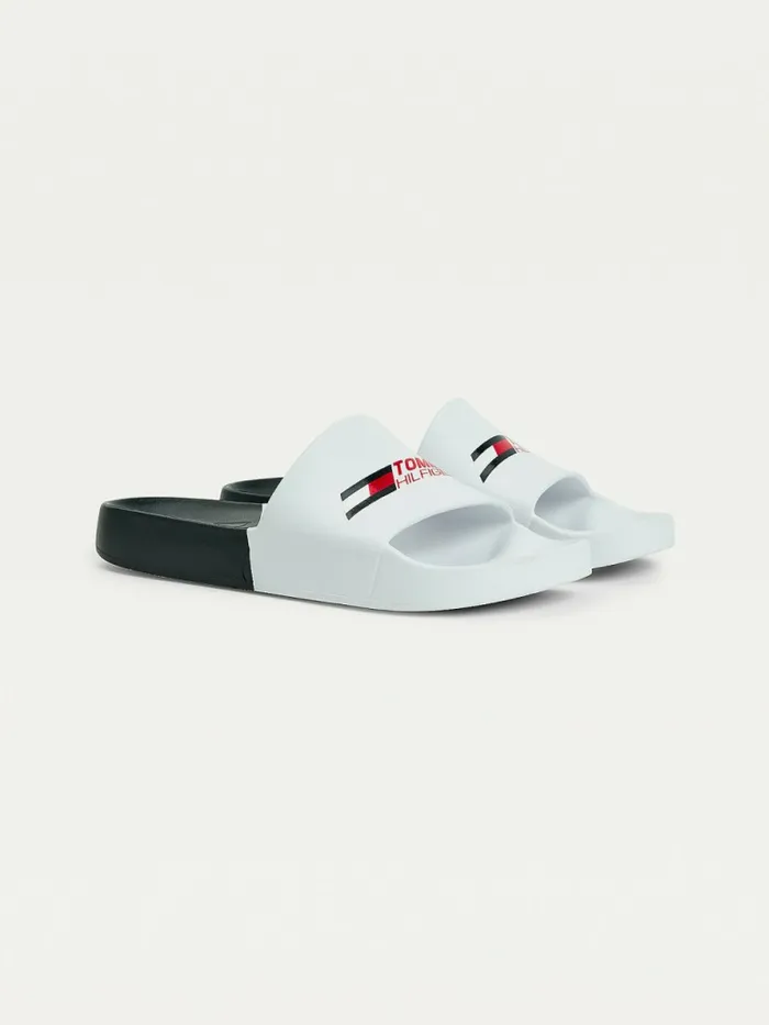 Tommy Hilfiger Sport ColourBlocked Pool Slides White Mens Sandals Sliders and Flip Flops Popular Tommy Hilfiger Sport ColourBlocked Pool Slides White Mens Sandals Sliders and Flip Flops Popular
