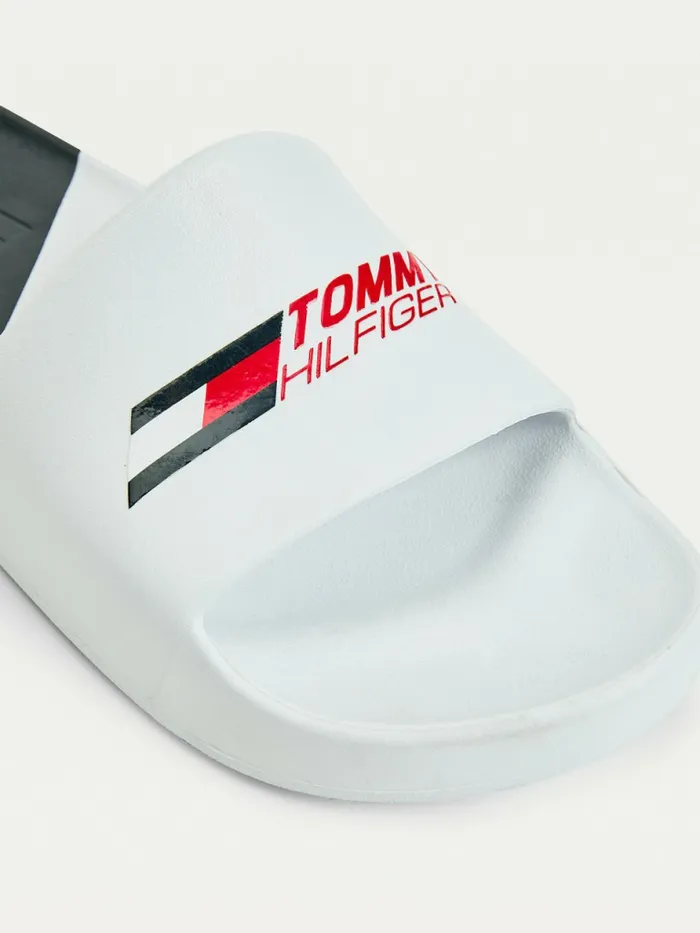 Tommy Hilfiger Sport ColourBlocked Pool Slides White Mens Sandals Sliders and Flip Flops Popular