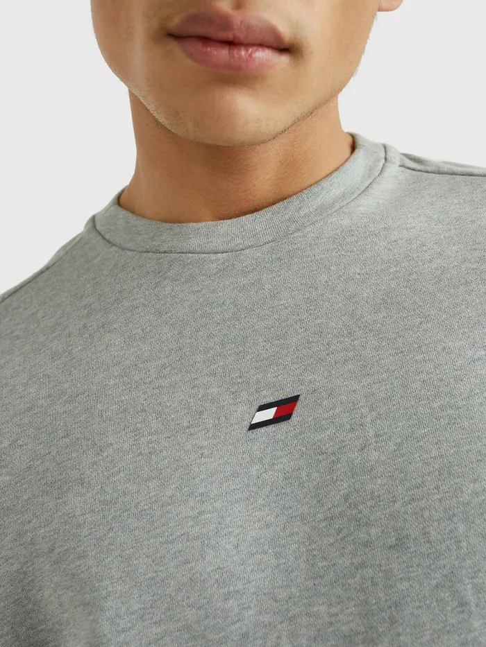 Tommy Hilfiger Sport Essential Organic Cotton Sweatshirt Light Grey Heather Mens Tommy Hilfiger Sport