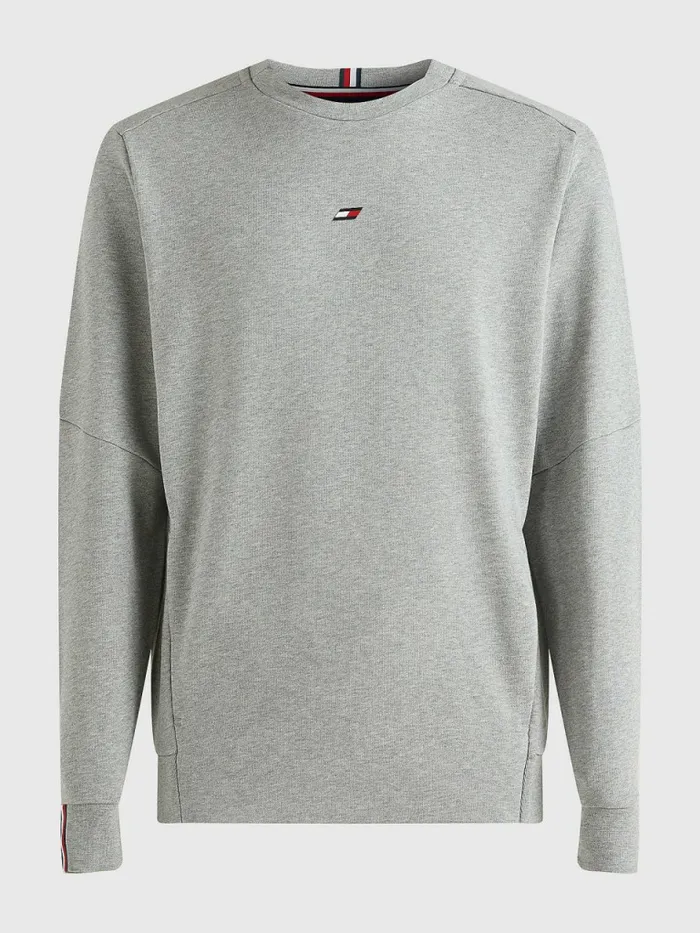 Tommy Hilfiger Sport Essential Organic Cotton Sweatshirt Light Grey Heather Mens Tommy Hilfiger Sport