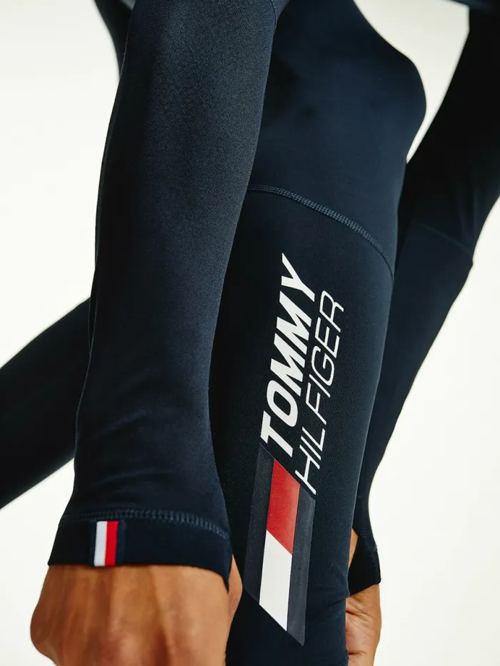 Tommy Hilfiger Sport Essential Rubberised Logo Tights Desert Sky Mens Trousers