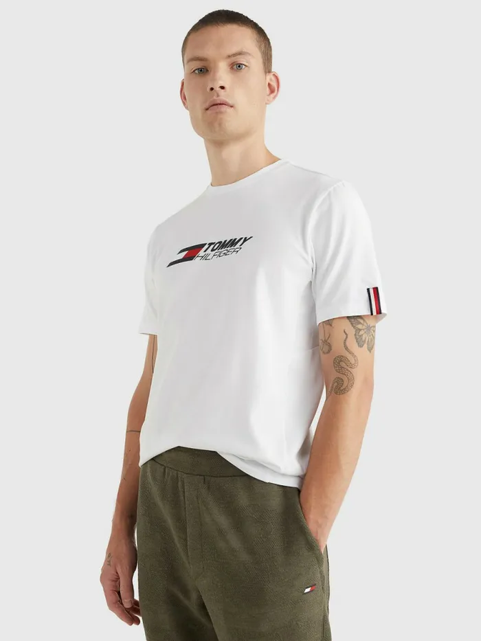 Tommy Hilfiger Sport Essential Th Cool Logo TShirt White Mens TShirts On Sale Tommy Hilfiger Sport Essential Th Cool Logo TShirt White Mens TShirts On Sale