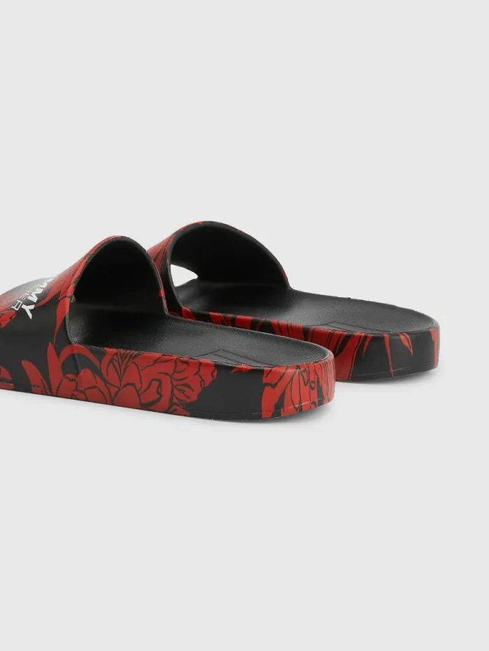Tommy Hilfiger Sport Floral Print Slides Black Womens Sandals Gift for Friend