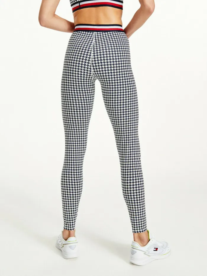 Tommy Hilfiger Sport Full Length Houndstooth Leggings Houndstooth Desert Sky Womens Trousers