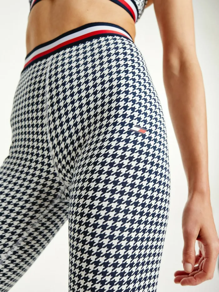 Tommy Hilfiger Sport Full Length Houndstooth Leggings Houndstooth Desert Sky Womens Trousers
