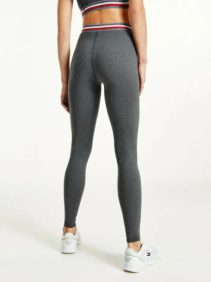 Tommy Hilfiger Sport Full Length Waistband Detail Leggings Dark Grey Heather Womens Tommy Hilfiger Sport