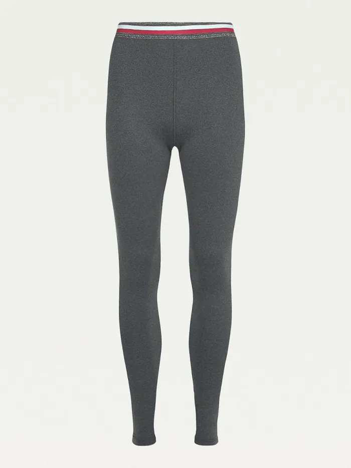 Tommy Hilfiger Sport Full Length Waistband Detail Leggings Dark Grey Heather Womens Tommy Hilfiger Sport