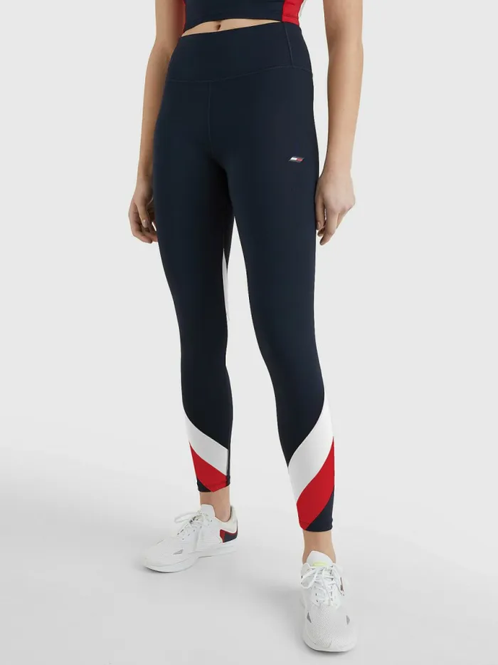 Tommy Hilfiger Sport High Rise ColourBlocked 78 Leggings Desert SkyPrimary Red Womens Tommy Hilfiger Sport Tommy Hilfiger Sport High Rise ColourBlocked 78 Leggings Desert SkyPrimary Red Womens Tommy Hilfiger Sport