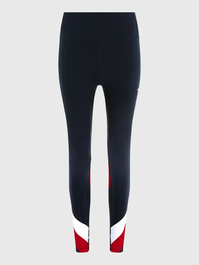 Tommy Hilfiger Sport High Rise ColourBlocked 78 Leggings Desert SkyPrimary Red Womens Tommy Hilfiger Sport