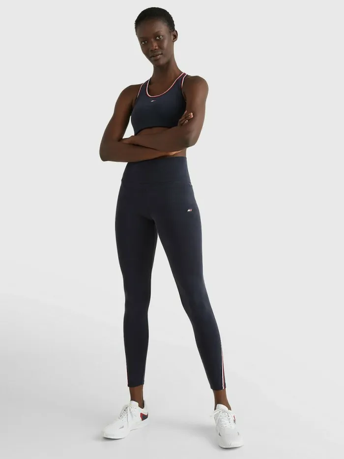 Tommy Hilfiger Sport High Rise Tape Full Length Leggings Sueded Desert Sky Womens Trousers