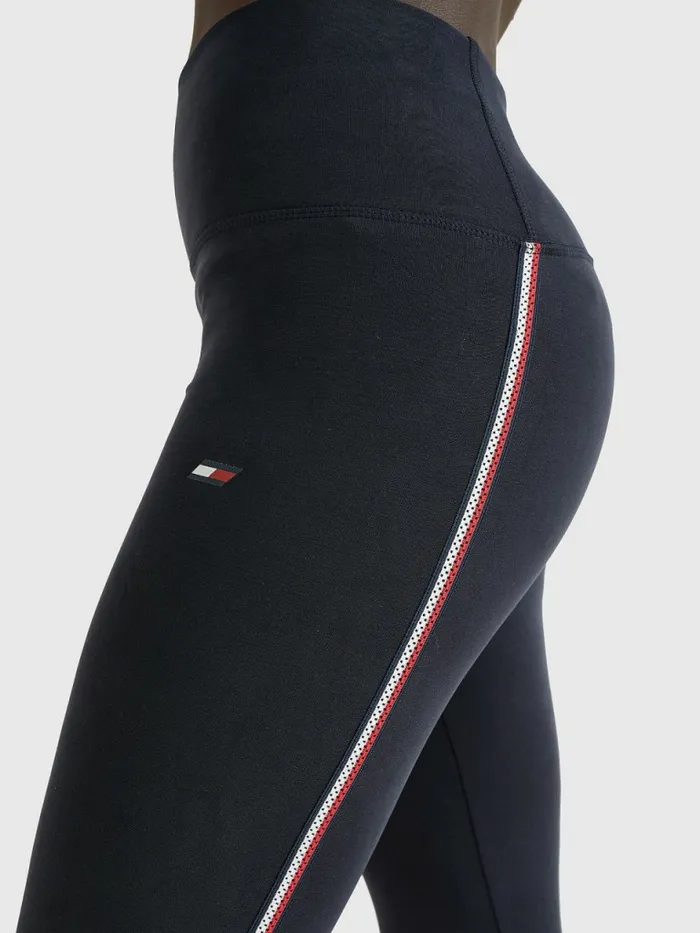 Tommy Hilfiger Sport High Rise Tape Full Length Leggings Sueded Desert Sky Womens Trousers