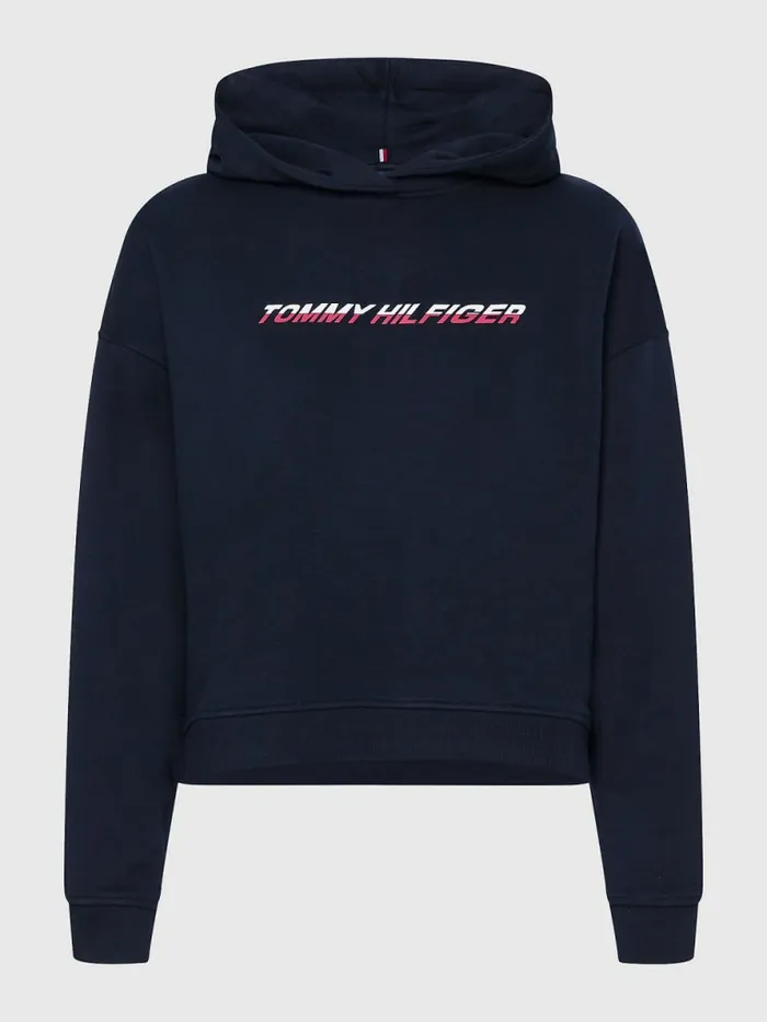 Tommy Hilfiger Sport Logo Relaxed Fit Hoody Desert Sky Womens Sweatshirts and Hoodies On Sale