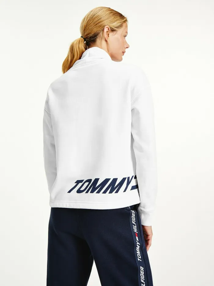 Tommy Hilfiger Sport Logo Relaxed Fit Sweatshirt Th Optic White Large Logo Womens Sweatshirts and Hoodies Gift Ideas
