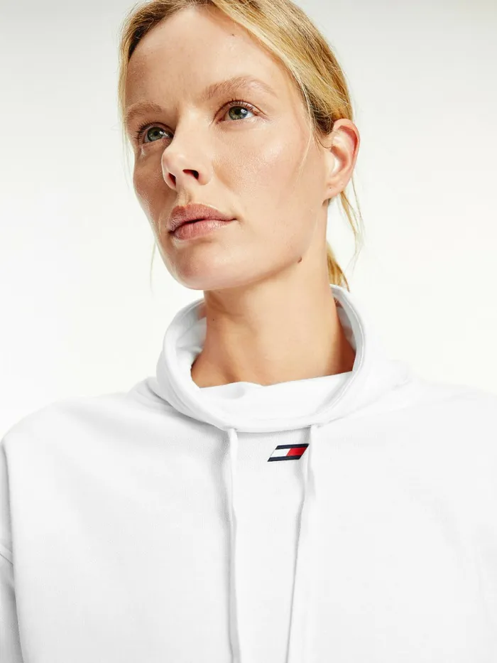 Tommy Hilfiger Sport Logo Relaxed Fit Sweatshirt Th Optic White Large Logo Womens Sweatshirts and Hoodies Gift Ideas