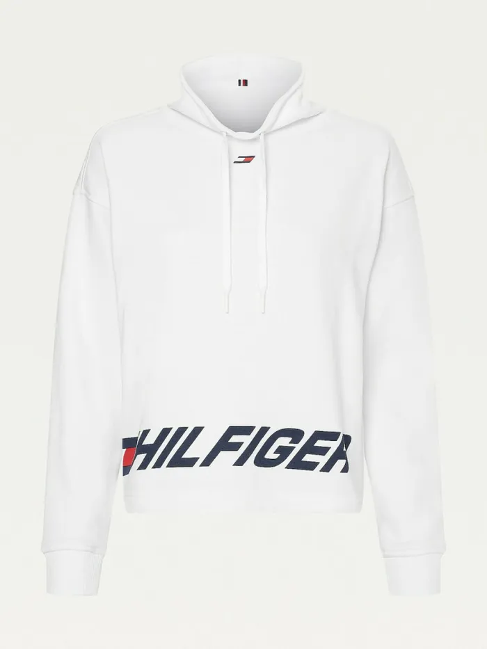Tommy Hilfiger Sport Logo Relaxed Fit Sweatshirt Th Optic White Large Logo Womens Sweatshirts and Hoodies Gift Ideas