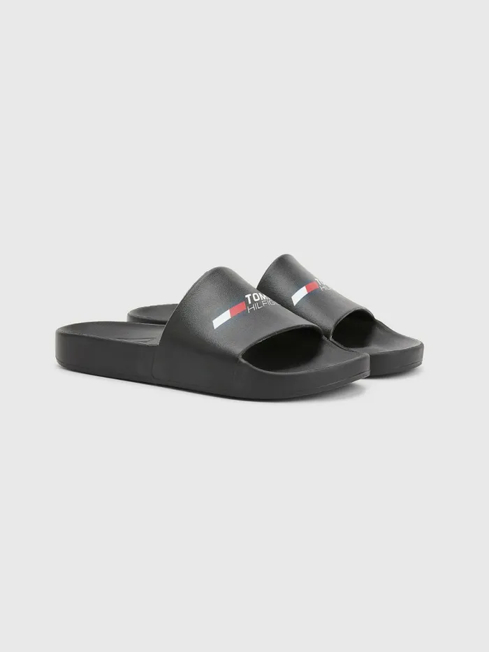 Tommy Hilfiger Sport Logo Slides Black Mens Sandals Sliders and Flip Flops Online Tommy Hilfiger Sport Logo Slides Black Mens Sandals Sliders and Flip Flops Online