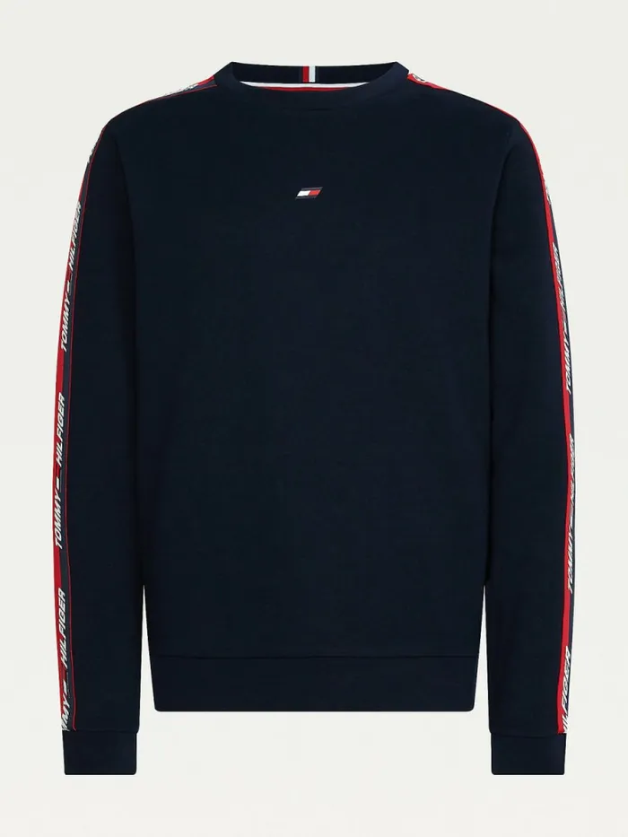 Tommy Hilfiger Sport Logo Tape Sweatshirt Desert Sky Mens Tommy Hilfiger Sport