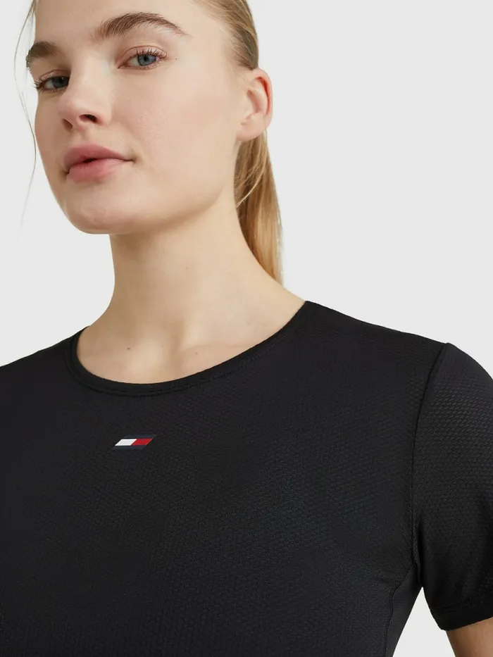 Tommy Hilfiger Sport Mesh Flag TShirt Black Womens TShirts Gift Ideas