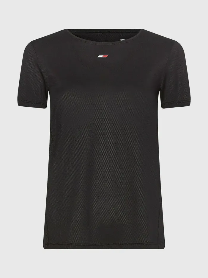 Tommy Hilfiger Sport Mesh Flag TShirt Black Womens TShirts Gift Ideas