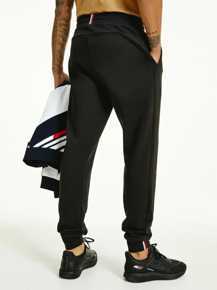 Tommy Hilfiger Sport Organic Cotton Logo Joggers Black Mens Tommy Hilfiger Sport