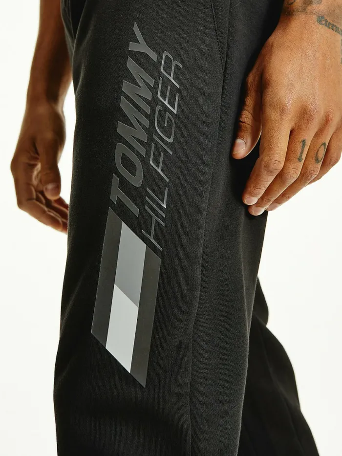 Tommy Hilfiger Sport Organic Cotton Logo Joggers Black Mens Tommy Hilfiger Sport