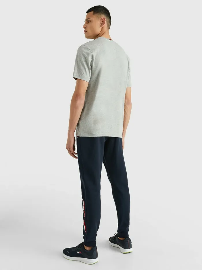 Tommy Hilfiger Sport Organic Cotton Motion Flag TShirt Light Grey Heather Mens Tommy Hilfiger Sport