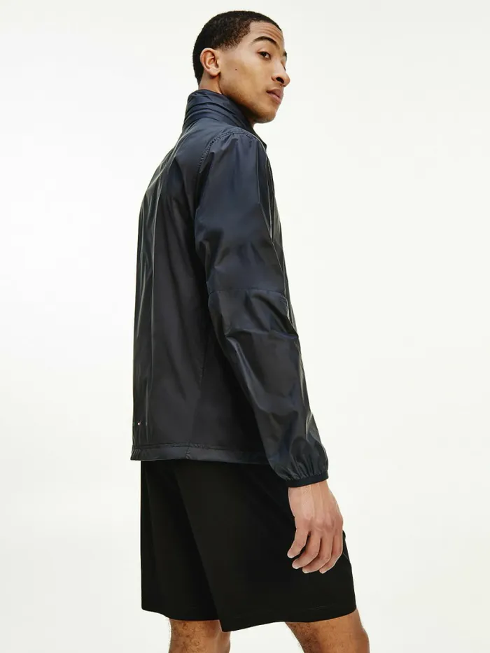 Tommy Hilfiger Sport Packable Water Repellent Windbreaker Jacket Black Mens Coats and Jackets Near Me
