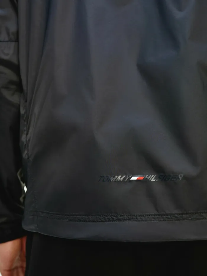 Tommy Hilfiger Sport Packable Water Repellent Windbreaker Jacket Black Mens Coats and Jackets Near Me