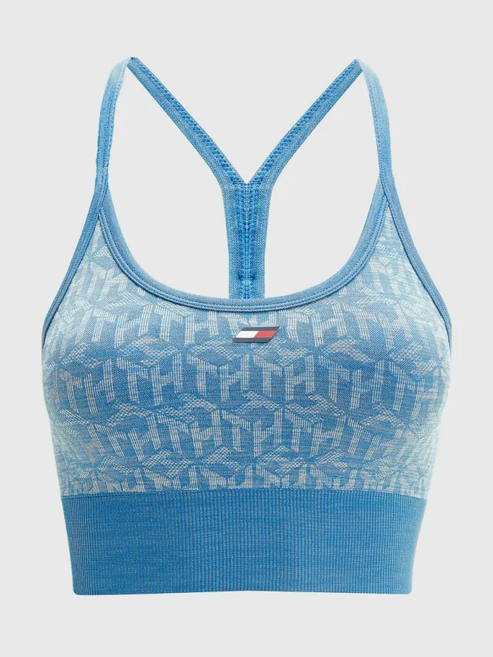 Tommy Hilfiger Sport Performance Low Support Monogram Bra Dusty Indigo Womens Lingerie