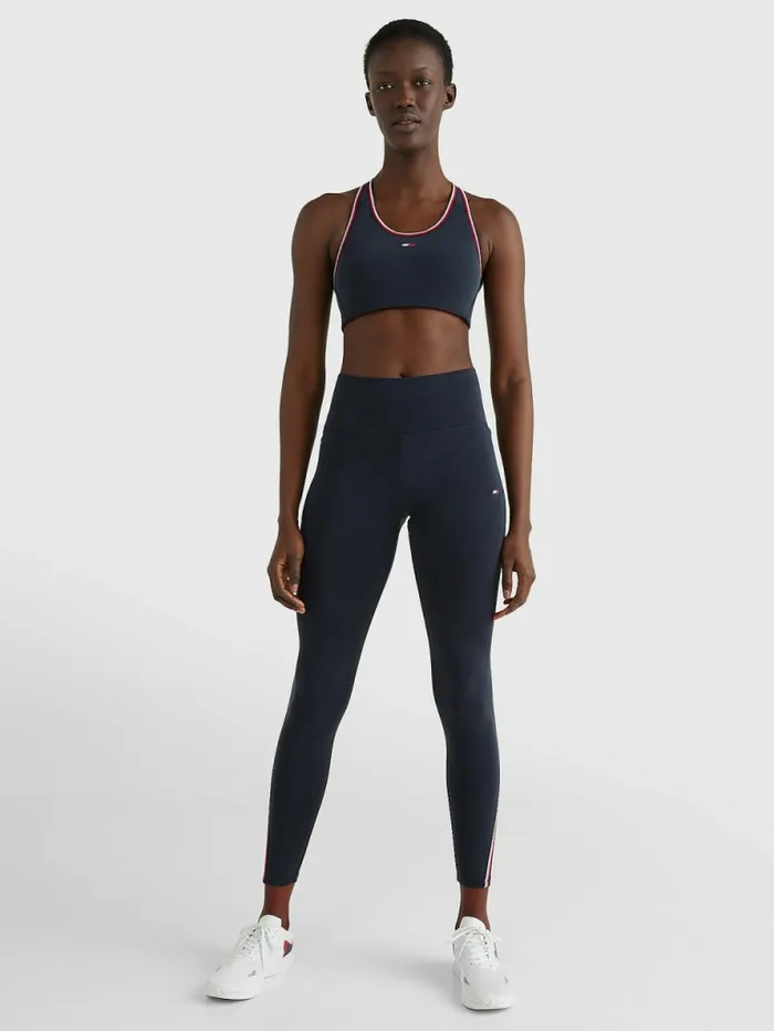 Tommy Hilfiger Sport Signature Trim Medium Support Bra Sueded Desert Sky Womens Lingerie