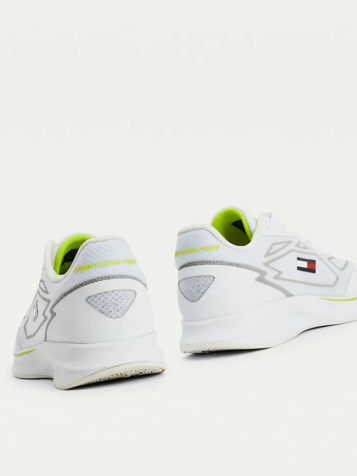 Tommy Hilfiger Sport Sleek Mixed Texture Trainers White Womens Trainers Popular