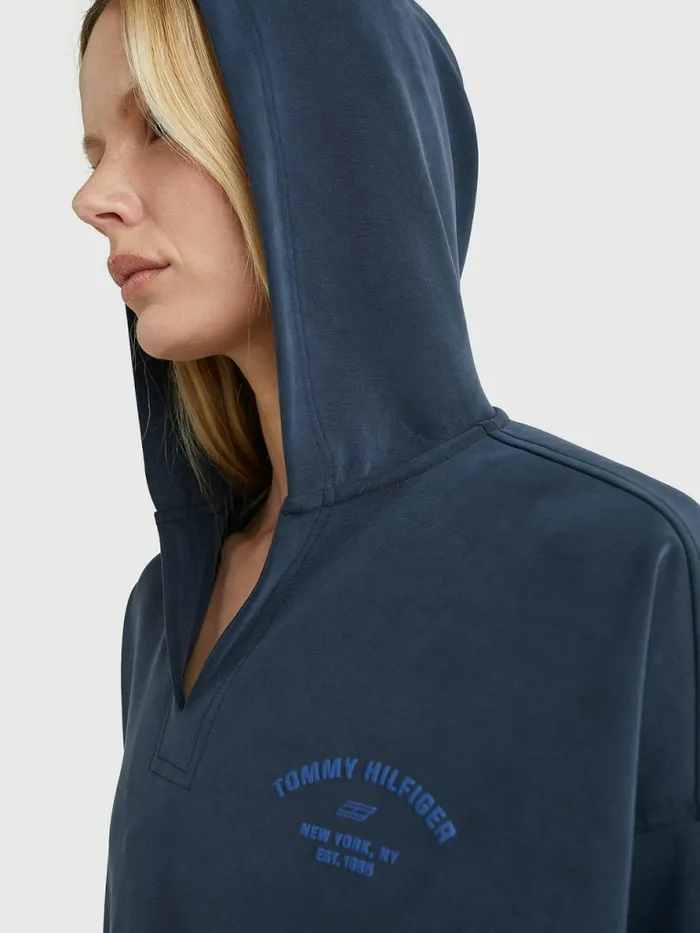 Tommy Hilfiger Sport Sueded Relaxed Fit Hoody Desert Sky Womens Sweatshirts and Hoodies Online