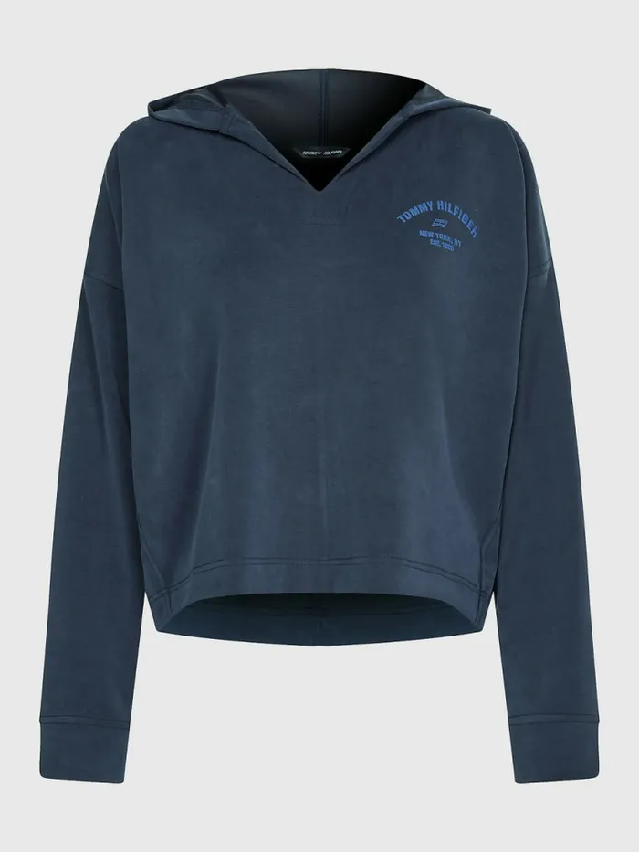 Tommy Hilfiger Sport Sueded Relaxed Fit Hoody Desert Sky Womens Sweatshirts and Hoodies Online