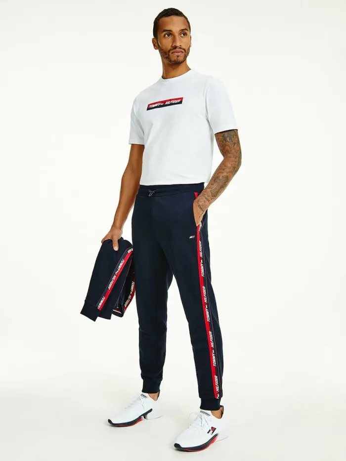 Tommy Hilfiger Sport Tape Joggers Desert Sky Mens Tracksuits Gift for Friend
