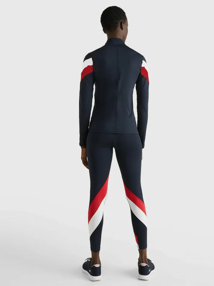 Tommy Hilfiger Sport ZipThru Slim Fit Sweatshirt Desert SkyPrimary Red Womens TShirts Casaul